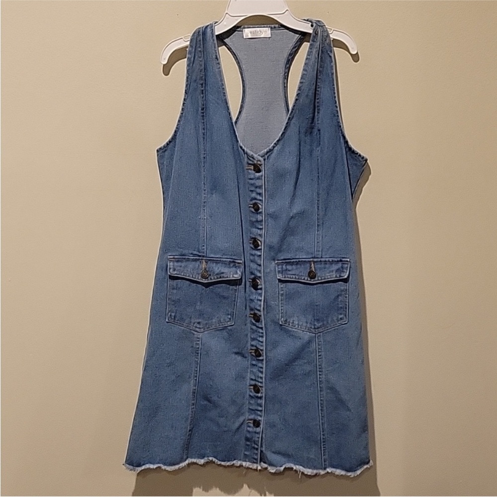 A5 - 298 Vestique blue Jean dress distressed hem size large